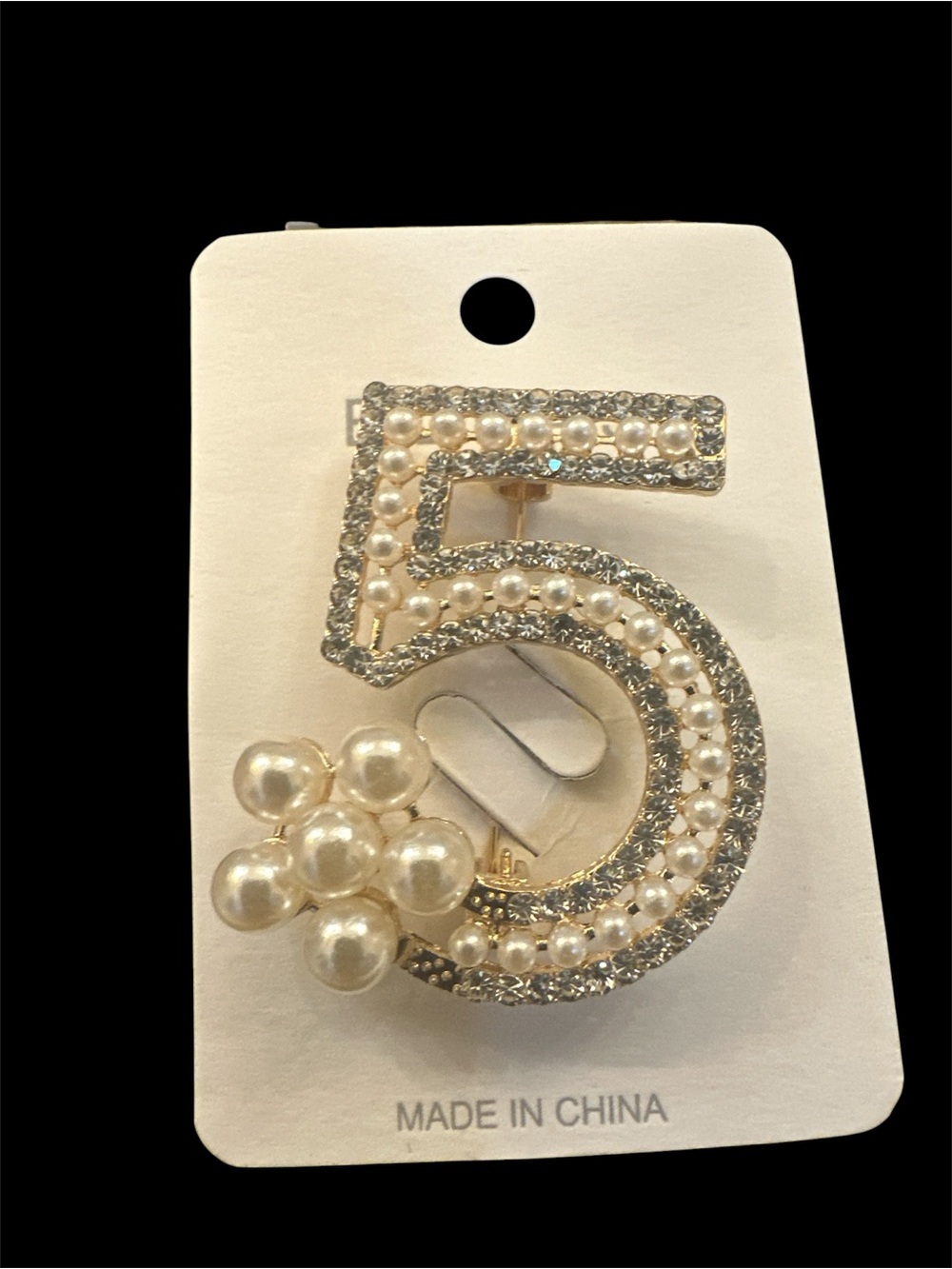 NWT! Pearl & Crystal Brooch Pin - Gold Tone